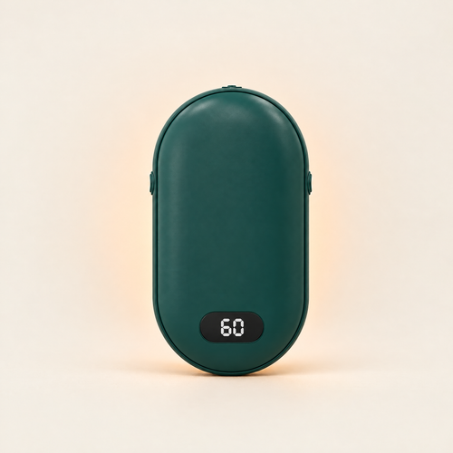 Chauffe-mains de poche vert sapin avec écran digital