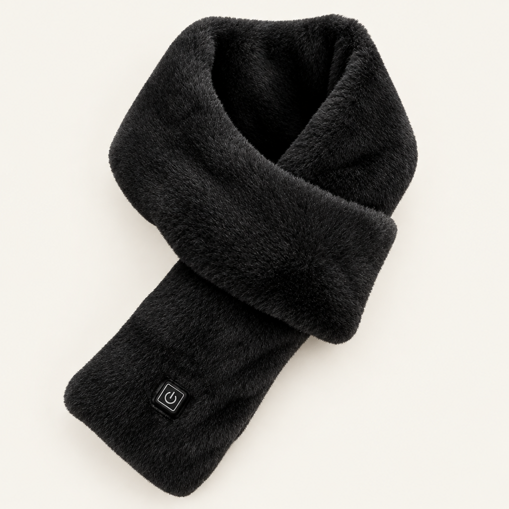 Écharpe chauffante fausse fourrure noire
